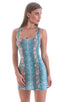 womens sexy mini dress bodycon rock star club sleeveless micro dresses in sheer aqua python; Micro Mini Dress in ThinSKINZ Aqua Python, Rear View; Micro Mini Dr
