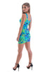 womens sexy mini dress bodycon rock star club sleeveless micro dresses in tropical rain forest; Micro Mini Dress in Tahitian Rainforest, Rear View; Micro Mini D