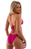 High Cut Brazilian Scrunchie Bottom in Magenta, Front View; High Cut Brazilian Scrunchie Bottom in Magenta, Rear View; Special Order Notice; High Cut Brazilian
