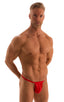 4-Way Adjustable Bikini-Tanga-Micro in Wet Look Red, Front View; 4-Way Adjustable Bikini-Tanga-Micro in Wet Look Red, Rear View; 4-Way Adjustable Bikini-Tanga-M