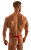 4-Way Adjustable Bikini-Tanga-Micro in Wet Look Red, Front View; 4-Way Adjustable Bikini-Tanga-Micro in Wet Look Red, Rear View; 4-Way Adjustable Bikini-Tanga-M