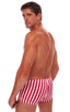 M38 - Mens Square Cut Fitted Watersport Swim Trunks - Color-Blocked