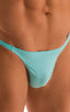 mens micro pouch bikini swimsuit brief skinz speedo swimwear in aquamarine; Smooth Front Bikini in Aquamarine, Front View; Smooth Front Bikini in Aquamarine, Re