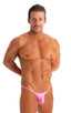 mens micro bikini swimsuit with tiny scrunchie butt in Metallic Mystique Bubble Gum Pink; Micro Pouch - Puckered Back - Rio Bikini in Metallic Mystique Bubble
