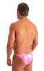 mens micro bikini swimsuit with tiny scrunchie butt in Metallic Mystique Bubble Gum Pink; Micro Pouch - Puckered Back - Rio Bikini in Metallic Mystique Bubble