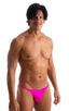 Mens Super Low Tiny Bikini Swimsuit in Fuchsia 1; Mens Super Low Tiny Bikini Swimsuit in Fuchsia 2; Super Low Brazilian Bikini in Fuchsia 3; Super Low Brazilian