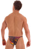 Sunseeker2 Tanning Swimsuit in Semi Sheer Aquarious Print on mesh, Front View; Sunseeker2 Tanning Swimsuit in Semi Sheer Aquarious Print on mesh, Rear View; Sun