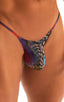 mens see through aquarious mesh micro pouch swimsuit half back bikini skinz swimwear; Stuffit Pouch Half Back Tanning Swimsuit in Semi Sheer Aquarious printed M