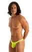mens micro pouch thong back swimsuit bikini sexy low swimsuit in Semi Sheer Lemon-Lime 1; Stuffit Pouch Thong in Super ThinSKINZ Semi Sheer Lemon-Lime 2; Stuff