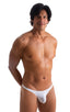 mens micro pouch thong back sexy swimsuit in swimwear fabric Semi Sheer White; Stuffit Pouch Thong in Super ThinSKINZ Semi Sheer White 2; Stuffit Pouch Thong in