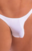mens micro pouch thong back sexy swimsuit in swimwear fabric Semi Sheer White; Stuffit Pouch Thong in Super ThinSKINZ Semi Sheer White 2; Stuffit Pouch Thong in