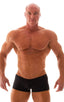 mens swimwear square cut boxer style swimsuit in Black; Extreme Low Square Cut Swim Trunks in Black tricot-nylon-lycra 2; Extreme Low Square Cut Swim Trunks in