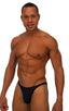 Fitted Bikini Bathing Suit in Semi SHEER Black PowerNet nylon/lycra, Front View; Fitted Bikini Bathing Suit in Semi SHEER Black PowerNet nylon/lycra, Rear View;