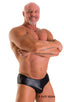 NEW classic physique posing trunks in shiny black NPC IFBB body builder competition approved; NEW Classic Physique Posing Trunks in Wet Look Black, Rear View; N