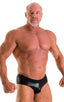NEW classic physique posing trunks in metallic black NPC IFBB body builder competition approved; NEW Classic Physique Posing Trunks in Metallic Black, Rear View