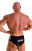 NEW classic physique posing trunks in metallic black NPC IFBB body builder competition approved; NEW Classic Physique Posing Trunks in Metallic Black, Rear View