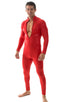 Full Bodysuit Suit for men in Wet Look Red, Front View; Full Bodysuit Suit for men in Wet Look Red, Rear View; Full Bodysuit Suit for men in Wet Look Red 4; Ful