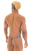 Y Back G String Thong in New World Blue - PEP Lining, Front View; Y Back G String Thong in New World Blue - PEP Lining, Rear View; Y Back G String Thong in New