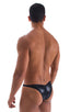 mens sexy bikini fitted pouch scrunchie rear in wet look black; Fitted Pouch Puckered Back Bikini in Wet Look Black, Rear View; Fitted Pouch Puckered Back Bikin
