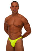 mens competition posing suit in neon yellow NPC IFBB body builder bikini by skinz; Posing Suit - Competition Bikini Cut in Chartreuse, Rear View; Posing Suit -