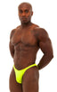 mens competition posing suit in neon yellow NPC IFBB body builder bikini by skinz; Posing Suit - Competition Bikini Cut in Chartreuse, Rear View; Posing Suit -