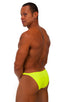 mens competition posing suit in neon yellow NPC IFBB body builder bikini by skinz; Posing Suit - Competition Bikini Cut in Chartreuse, Rear View; Posing Suit -