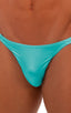 mens micro pouch bikini swimsuit brief skinz speedo swimwear in aquamarine; Smooth Front Bikini in Aquamarine, Front View; Smooth Front Bikini in Aquamarine, Re