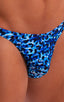 mens swimwear classic t back thong swimsuit in Blue Leopard; T Back Thong Swimsuit in Blue Leopard 2; T Back Thong Swimsuit in Blue Leopard 3; T Back Thong Swim