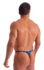 mens swimwear classic t back thong swimsuit in Blue Leopard; T Back Thong Swimsuit in Blue Leopard 2; T Back Thong Swimsuit in Blue Leopard 3; T Back Thong Swim