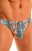 Enhancing Pouch Swim Brief in ThinSKINZ Aqua Python, Front View; Enhancing Pouch Swim Brief in ThinSKINZ Aqua Python, Rear View; Enhancing Pouch Swim Brief in T