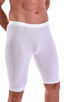 Lycra Bike Length Shorts in Semi Sheer White Powernet, Front View; Lycra Bike Length Shorts in Semi Sheer White Powernet, Rear View; Lycra Bike Length Shorts in