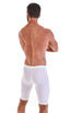 Lycra Bike Length Shorts in Semi Sheer White Powernet, Front View; Lycra Bike Length Shorts in Semi Sheer White Powernet, Rear View; Lycra Bike Length Shorts in