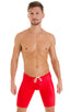 Swim-Dive Competition Watersports Shorts in Wet Look Red, Front View; Swim-Dive Competition Watersports Shorts in Wet Look Red, Rear View; Swim-Dive Competition