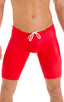 Swim-Dive Competition Watersports Shorts in Wet Look Red, Front View; Swim-Dive Competition Watersports Shorts in Wet Look Red, Rear View; Swim-Dive Competition