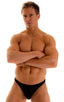 Enhancing Pouch Swim Brief in Super ThinSKINZ Black, Front View; Enhancing Pouch Swim Brief in Super ThinSKINZ Black, Rear View; Enhancing Pouch Swim Brief in S