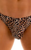 Enhancing Pouch Swim Brief in Super ThinSKINZ Cheeta, Front View; Enhancing Pouch Swim Brief in Super ThinSKINZ Cheeta, Rear View; Enhancing Pouch Swim Brief in