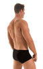 Fitted Pouch - Boxer - Swim Trunks in Laser Blue Lightning & Black, Front View; Fitted Pouch - Boxer - Swim Trunks in Laser Blue Lightning & Black, Rear View; F