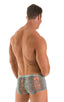 Fitted Pouch - Boxer - Swim Trunks in Super ThinSKINZ Aqua Python & Aqua Python Mesh, Front View; Fitted Pouch - Boxer - Swim Trunks in Super ThinSKINZ Aqua Pyt