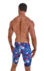 Fitted Pouch Lycra Shorts in American Flag Collage, Front View; Fitted Pouch Lycra Shorts in American Flag Collage, Rear View; Fitted Pouch Lycra Shorts in Amer