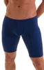 Fitted Pouch Lycra Shorts in Navy Blue, Front View; Fitted Pouch Lycra Shorts in Navy Blue, Rear View; Fitted Pouch Lycra Shorts in Navy Blue, Front Alternative