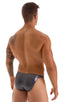 Stuffit Pouch Bikini Swimsuit in Black Ice, Front View; Stuffit Pouch Bikini Swimsuit in Black Ice, Rear View; Stuffit Pouch Bikini Swimsuit in Black Ice, Front