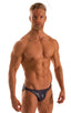 mens imternational male bikini swimsuit brief skinz speedo swimwear in Black Ice; Bikini Brief Swimsuit in Black Ice, Front View; Bikini-Brief Swimsuit in Black