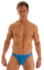 Bikini-Brief Swimsuit in Ice Karma Electric Blue, Front View; Bikini-Brief Swimsuit in Ice Karma Electric Blue, Rear View; Bikini-Brief Swimsuit in Ice Karma El