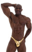 mens posing suit with fitted pouch and puckered butt bodybuilder bikini half back in metallic gold; Posing Suit - Fitted Pouch - Puckered Back in Metallic Liqui