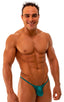 mens micro g string sexy swimsuit bikini in best seller jade skinz swimwear; Stuffit Pouch G String Swimsuit in Deep Jade, Rear View; Stuffit Pouch G String Swi
