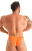 Mens Micro Fitted Pouch and Rear Bikini Swimsuit in Blazing Orange 1; Mens Micro Fitted Pouch and Rear Bikini Swimsuit in Blazing Orange 2; Mens Micro Fitted Po