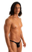 Mens Micro Fitted Pouch and Rear Bikini Swimsuit in Rockstar Metallic Black 1; Mens Micro Fitted Pouch and Rear Bikini Swimsuit in Rockstar Metallic Black 2; Me