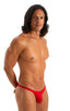 Mens Micro Fitted Pouch and Rear Bikini Swimsuit in Ruby Red 1; Mens Micro Fitted Pouch and Rear Bikini Swimsuit in Ruby Red 2; Mens Micro Fitted Pouch and Rear