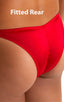 Mens Micro Fitted Pouch and Rear Bikini Swimsuit in Ruby Red 1; Mens Micro Fitted Pouch and Rear Bikini Swimsuit in Ruby Red 2; Mens Micro Fitted Pouch and Rear