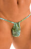 mens micro g string thong swimsuit bikini in skinz swimwear in sheer Palm print; G String Swimsuit - Adjustable Pouch in Super ThinSKINZ jungle print; G String